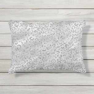 Cute Silver Cheetah Leopard Skin Print Patroon Buitenkussen