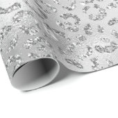 Cute Silver Cheetah Leopard Skin Print Patroon Cadeaupapier (Rol Hoek)