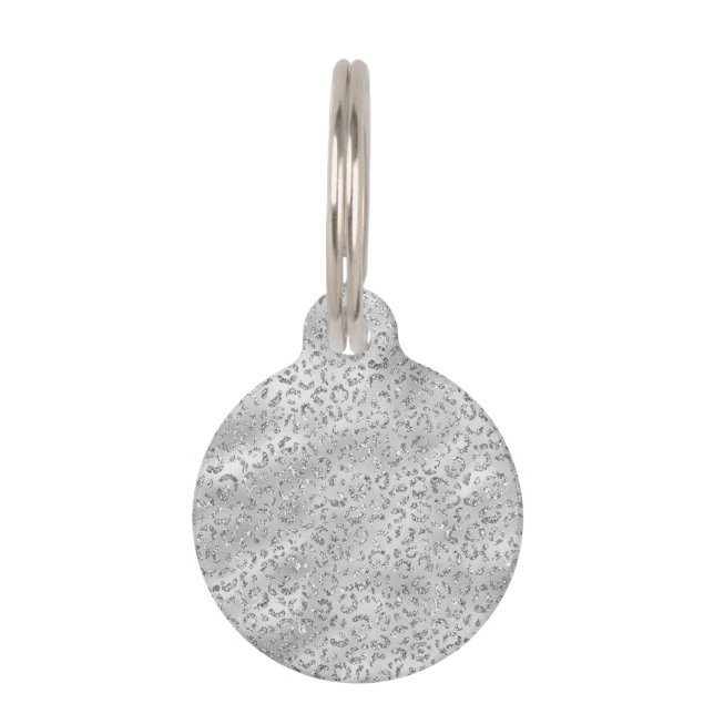 Cute Silver Cheetah Leopard Skin Print Patroon Huisdierpenning (Voorkant)