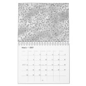 Cute Silver Cheetah Leopard Skin Print Patroon Kalender (Mar 2027)