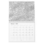 Cute Silver Cheetah Leopard Skin Print Patroon Kalender (Feb 2026)