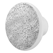 Cute Silver Cheetah Leopard Skin Print Patroon Keramische Knop (Rechts)