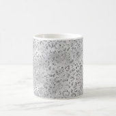 Cute Silver Cheetah Leopard Skin Print Patroon Koffiemok (Center)