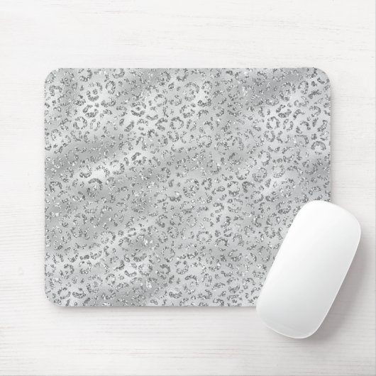 Cute Silver Cheetah Leopard Skin Print Patroon Muismat (Met muis)