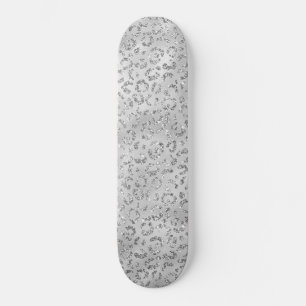 Cute Silver Cheetah Leopard Skin Print Patroon Persoonlijk Skateboard