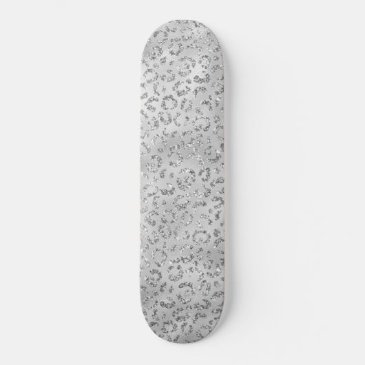 Cute Silver Cheetah Leopard Skin Print Patroon Persoonlijk Skateboard (Voorkant)