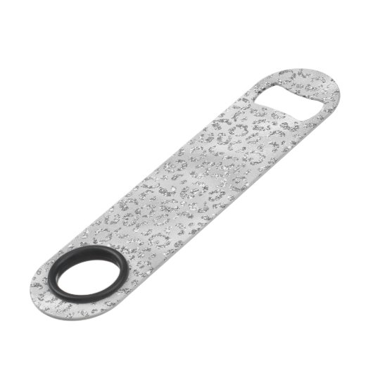 Cute Silver Cheetah Leopard Skin Print Patroon Speed Flessenopener (Voorkant Gekanteld)