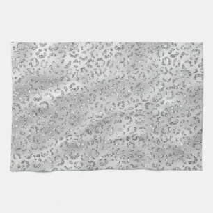 Cute Silver Cheetah Leopard Skin Print Patroon Theedoek