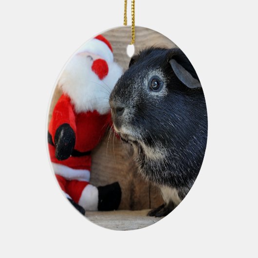 Cute Silver Fox Guinee PIg en Santa Claus Keramisch Ornament (Rechts)