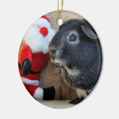 Cute Silver Fox Guinee PIg en Santa Claus Keramisch Ornament (Links)