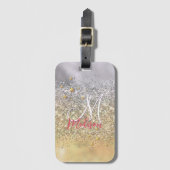 Cute Silver Glitter sterren Monogram Bagagelabel (Voorkant (verticaal))