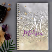 Cute Silver Glitter sterren Monogram Notitieboek