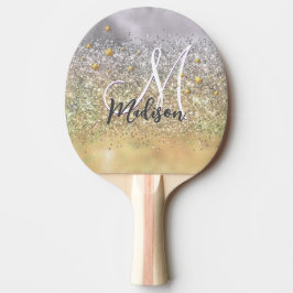 Cute Silver Glitter sterren Monogram Tafeltennisbatje