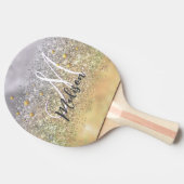 Cute Silver Glitter sterren Monogram Tafeltennisbatje (Zijkant)