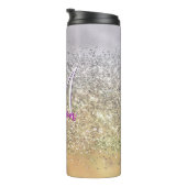 Cute Silver Glitter sterren Monogram Thermosbeker (Geroteerd rechts)