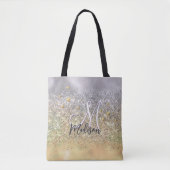Cute Silver Glitter sterren Monogram Tote Bag (Voorkant)
