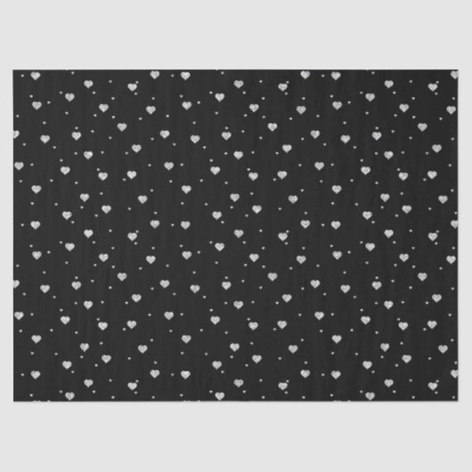 Cute Silver Glitter Valentijnse  Hearts Pattern Tissuepapier (Voorkant)