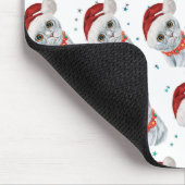Cute Silver Grey Cat met kerstkraag Muismat (Hoek)