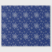 Cute Silver Grey kerstsnowflakes op blauw Cadeaupapier (Vlak)