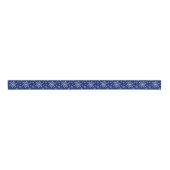 Cute Silver Grey kerstsnowflakes op blauw Grosgrain Lint (Voorkant)