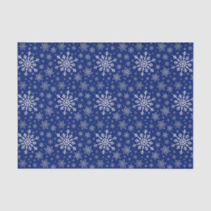 Cute Silver Grey kerstsnowflakes op blauw Tissuepapier