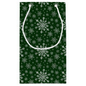 Cute Silver Grey kerstsnowflakes op groen Klein Cadeauzakje (Achterkant)