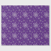 Cute Silver Grey kerstsnowflakes op Paars Cadeaupapier (Vlak)