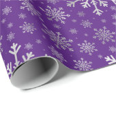 Cute Silver Grey kerstsnowflakes op Paars Cadeaupapier (Rol Hoek)
