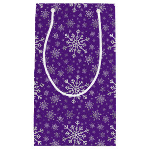 Cute Silver Grey kerstsnowflakes op Paars Klein Cadeauzakje