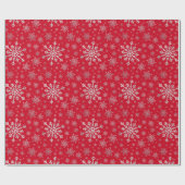 Cute Silver Grey kerstsnowflakes op rood Cadeaupapier (Vlak)