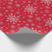 Cute Silver Grey kerstsnowflakes op rood Cadeaupapier (Hoek)