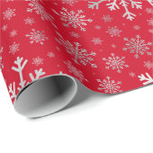 Cute Silver Grey kerstsnowflakes op rood Cadeaupapier (Rol Hoek)