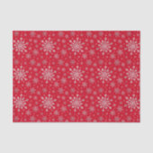 Cute Silver Grey kerstsnowflakes op rood Tissuepapier (Voorkant)
