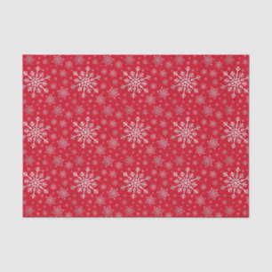 Cute Silver Grey kerstsnowflakes op rood Tissuepapier