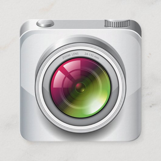 Cute Silver Realistic Camera Photography Vierkante Visitekaartje (Voorkant)