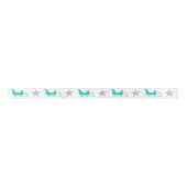 Cute Silver White Blue Sleigh Star Glitter Pattern Satijnen Lint (Voorkant)
