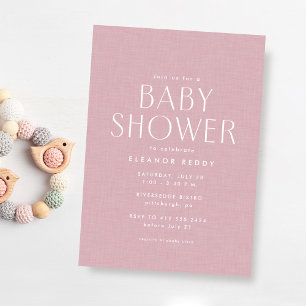 Cute simpele roze babyshower kaart
