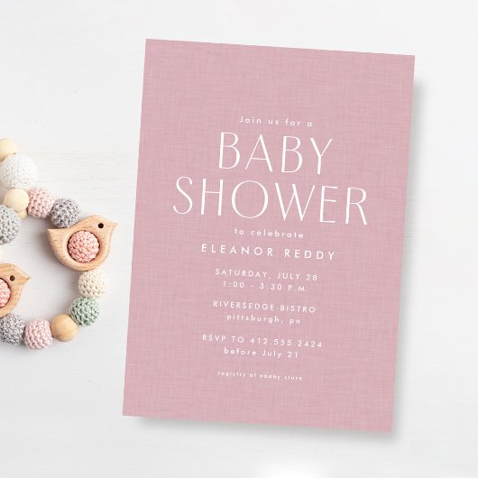 Cute simpele roze babyshower kaart
