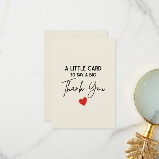 Cute Simple A Little Card To Say A Big Thank You Bedankkaart (Voorkant / Achterkant in situ)