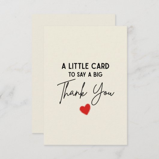 Cute Simple A Little Card To Say A Big Thank You Bedankkaart (Voorkant / Achterkant)