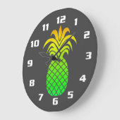 Cute Simple and Elegan Tropical Pineapple Grey Grote Klok (Hoek)
