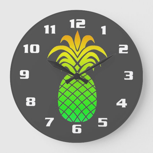 Cute Simple and Elegan Tropical Pineapple Grey Grote Klok (Voorkant)