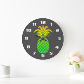 Cute Simple and Elegan Tropical Pineapple Grey Grote Klok (Huis)