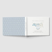 Cute Simple Aqua Blue Clothesline Boy Baby shower Gastenboek (Volledig)
