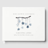 Cute Simple Aqua Blue Star Mobile Boy Baby shower Gastenboek (Voorkant)