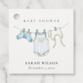 Cute Simple Baby Clothesline Blue Boy Baby shower Bedankjes Labels (Voorkant)