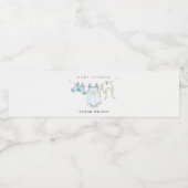 Cute Simple Baby Clothesline Blue Boy Baby shower Waterfles Etiket (Enkel label)