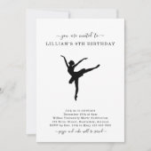 Cute Simple Ballet Dansende Birthday Uitnodiging (Voorkant)