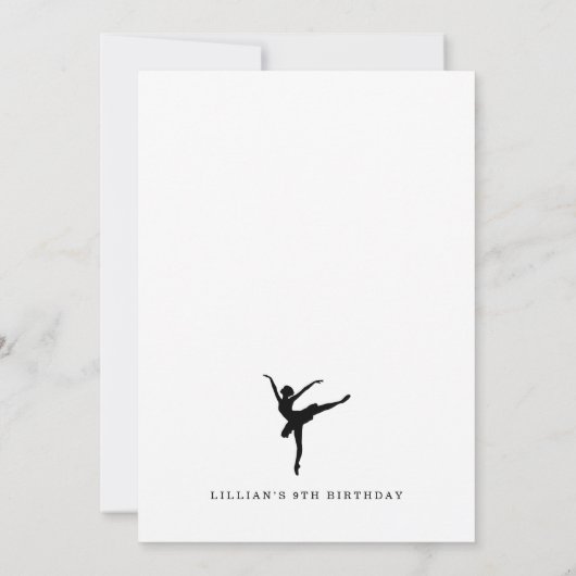 Cute Simple Ballet Dansende Birthday Uitnodiging (Achterkant)