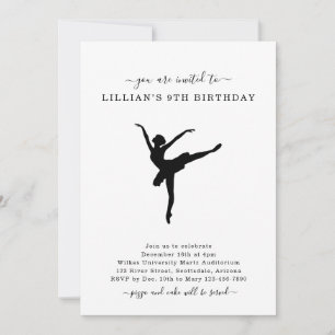 Cute Simple Ballet Dansende Birthday Uitnodiging